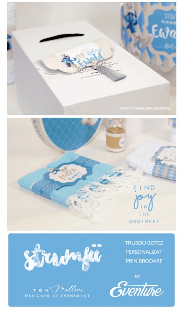 Trusou botez brodat pentru baieti cu strumfii, Clumsy  5